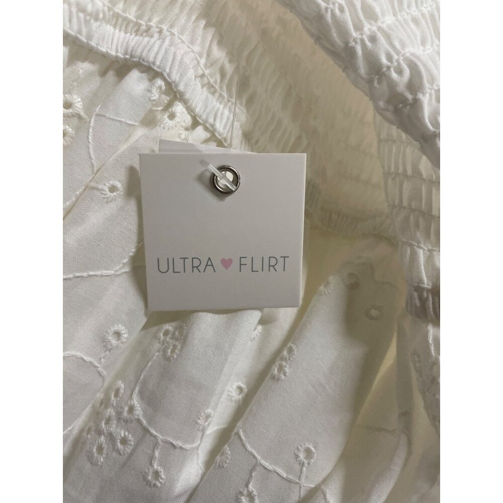 White Maxi Dress With Adjustable Straps & Smocked Bodice Ultra Flirt XS - Picture 7 of 11